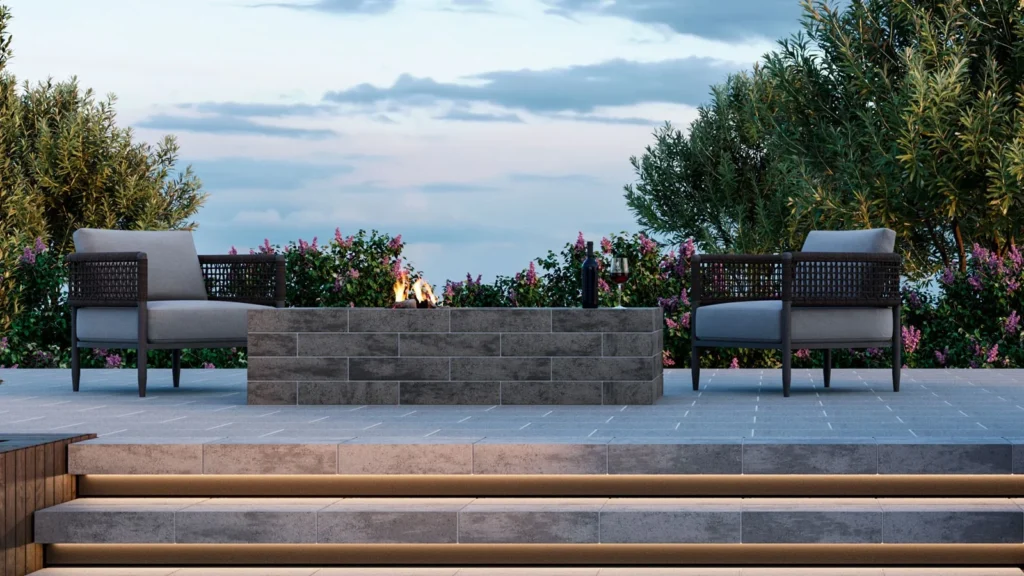 An image showing Titan wall concrete edging blocks landscaping.