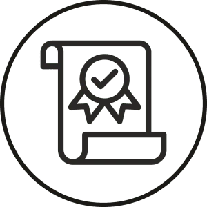 Icon representing certified product.