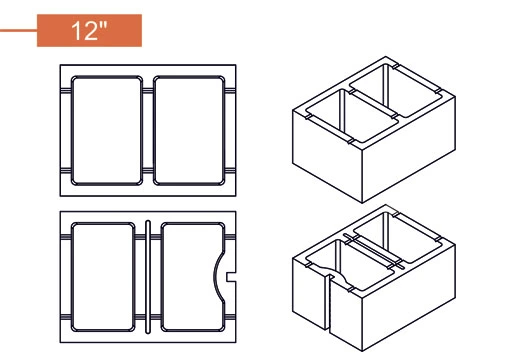Image showing 12x8x16 colored CMU blocks by Orange Pavers.