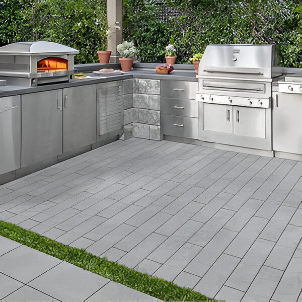 Image of open-air kitchen area made with Lunar Path concrete planks.
