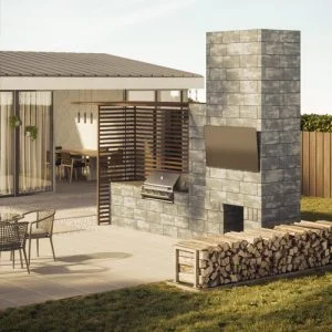 Image showing caps by Orange Pavers on an outdoor chimney.